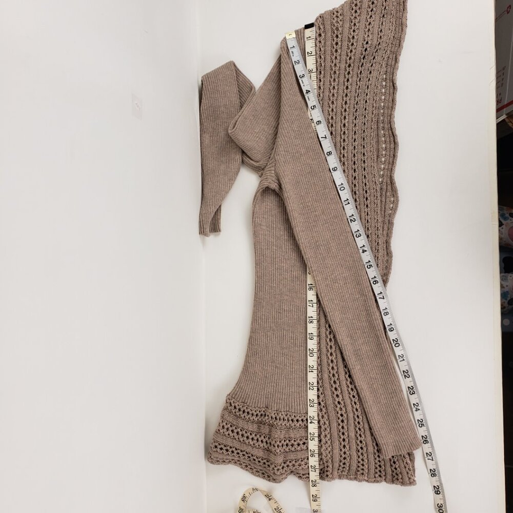 ELEMENTZ Sz PS Cardigan Sweater Tan Taupe Khaki Open Knit Weave Women Petite - Picture 15 of 16